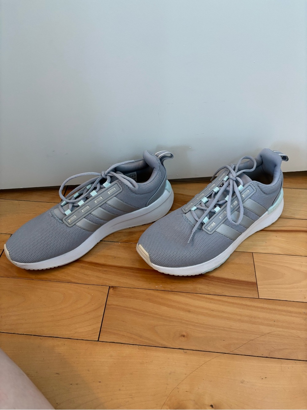 adidas Cloudfoam Gray Athletic Sneakers with Mint Accents - Picture 3 of 6